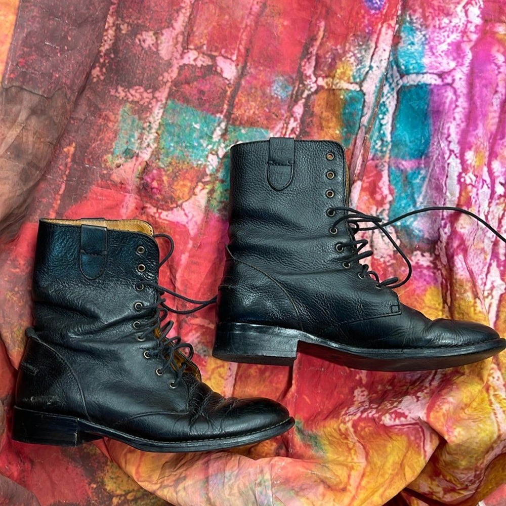 Madewell 1937 black leather combat boots size 6 G43‎